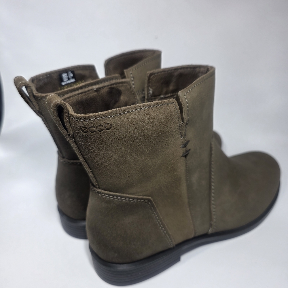 ECCO Women’s Brown Leather Ankle Boots Size 41 (US 10) Side Zip Comfort Booties - Picture 2 of 7
